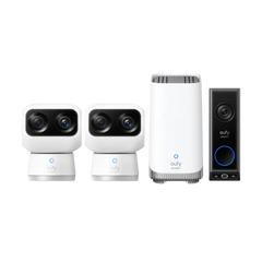 Indoor Cam S350 + HomeBase™ S380 + Video Doorbell E340 (Battery Powered)