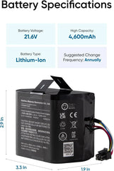 eufy Replacement Battery Robot Vacuum Omni S1 Pro and Omni S1, 4,600 mAh Real Capacity, 21.6V Lithium-Ion