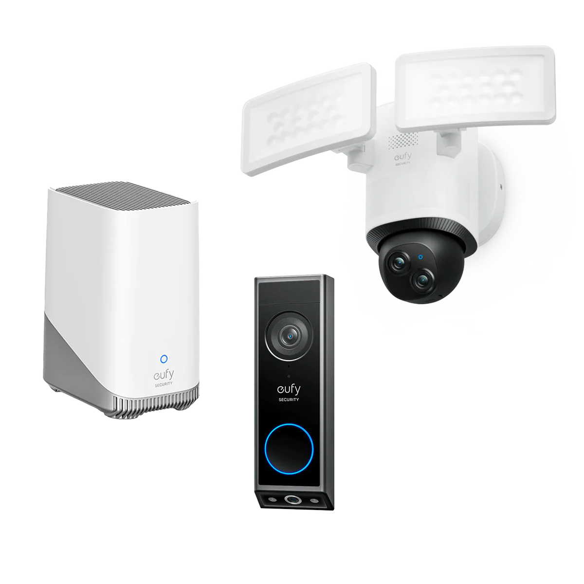 Video Doorbell E340 + Floodlight Camera E340 + eufy Homebase™ 3