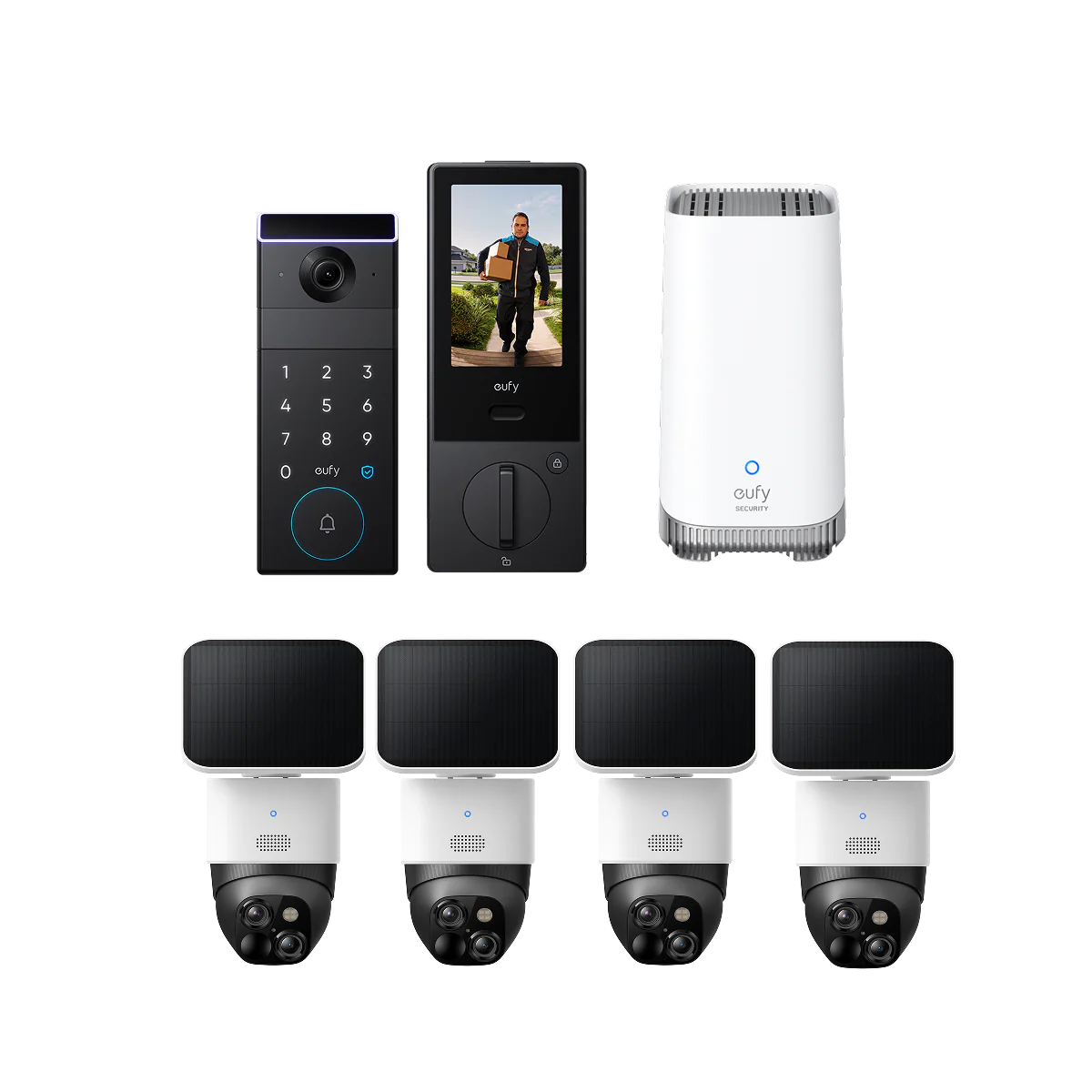eufy SoloCam S340 (4-Cam Pack) + FamiLock S3 Max + HomeBase™ S380