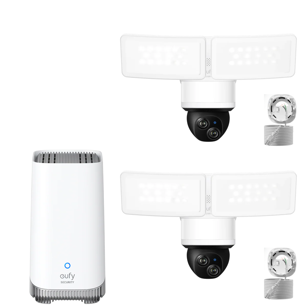 eufy Floodlight Camera E340 with AC Cable (2-Cam Kit) + eufy Homebase™ 3