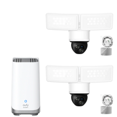 eufy Floodlight Camera E340 with AC Cable (2-Cam Kit) + eufy Homebase™ 3