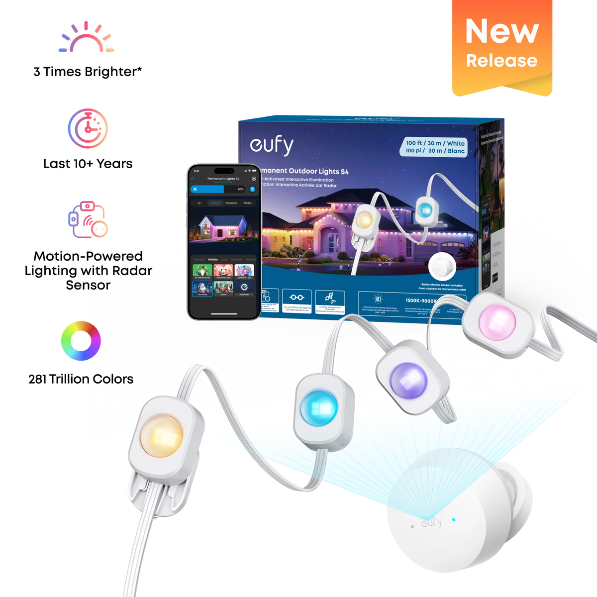 eufy Permanent Outdoor Lights S4 (100 ft with 72 LED Lights)