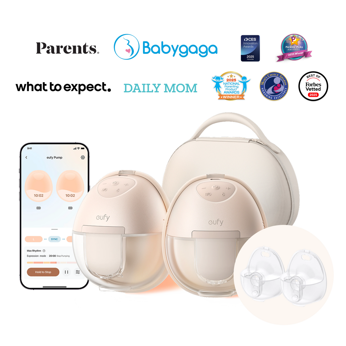 eufy Breast Pump S1 Pro + Original Milk Container (2-Pack)