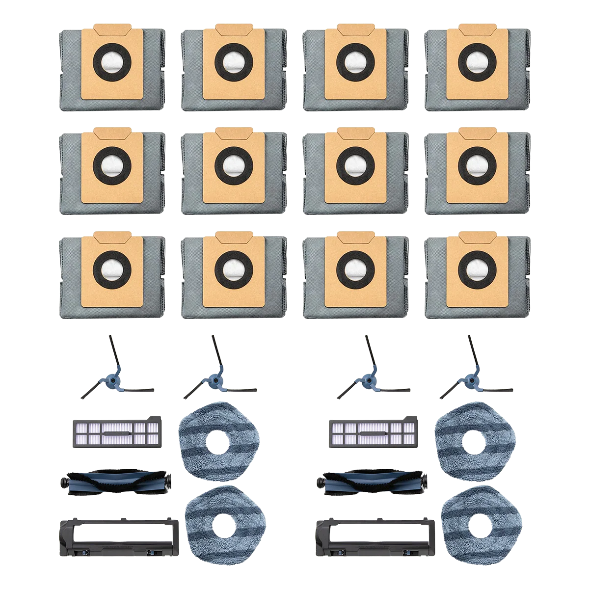 12-Pack Dust Bags+2-Pack Replacement Parts Kit Compatible with X10 Pro Omni
