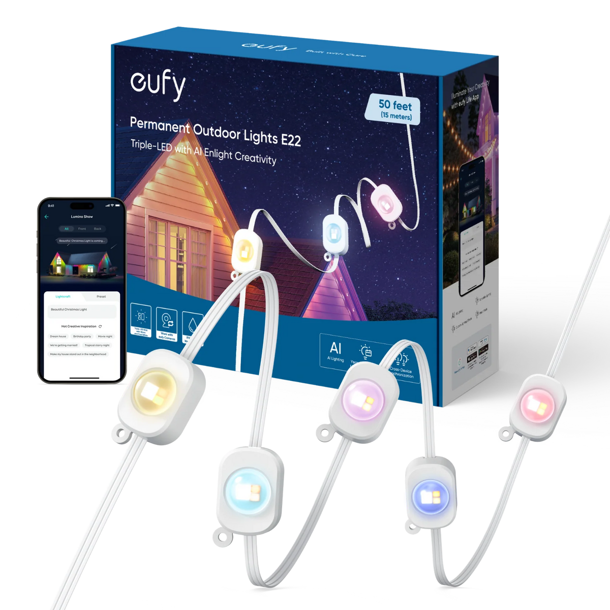 eufy Permanent Outdoor Lights E22, 50 ft