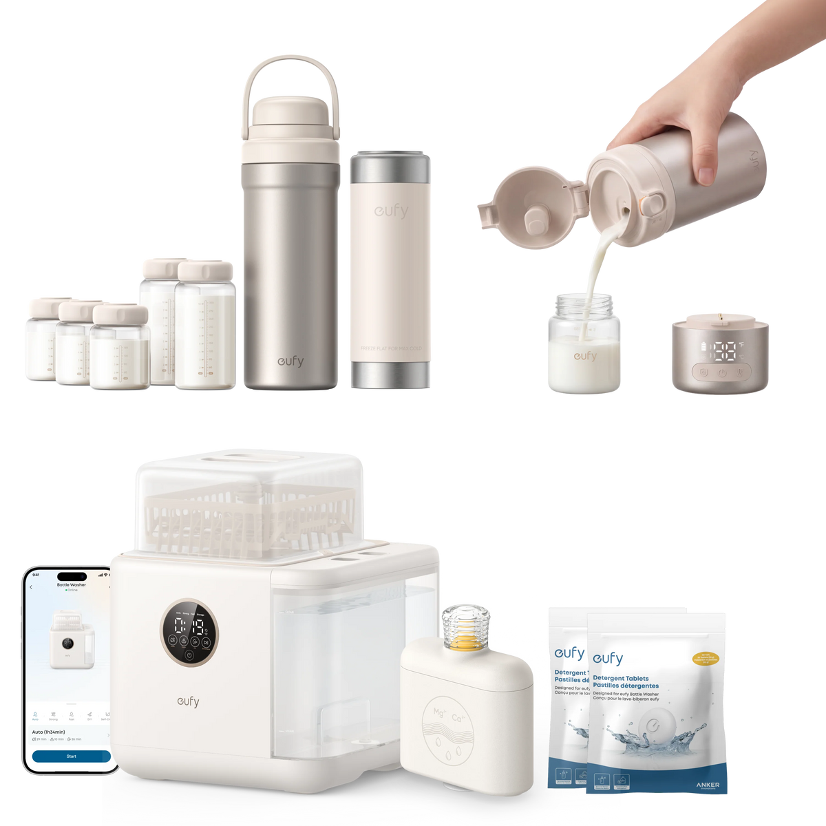 eufy Bottle Washer S1 Pro &amp; Portable Milk Warmer E10 &amp; Portable Milk Cooler E10