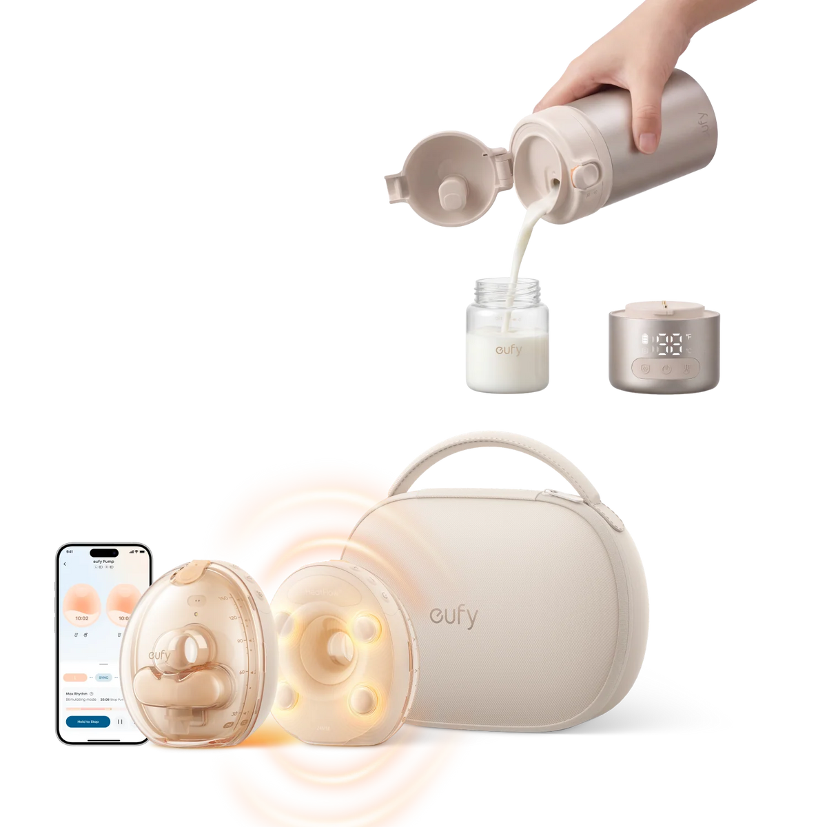 eufy Wearable Breast Pump S2 Pro &amp; Portable Milk Warmer E10