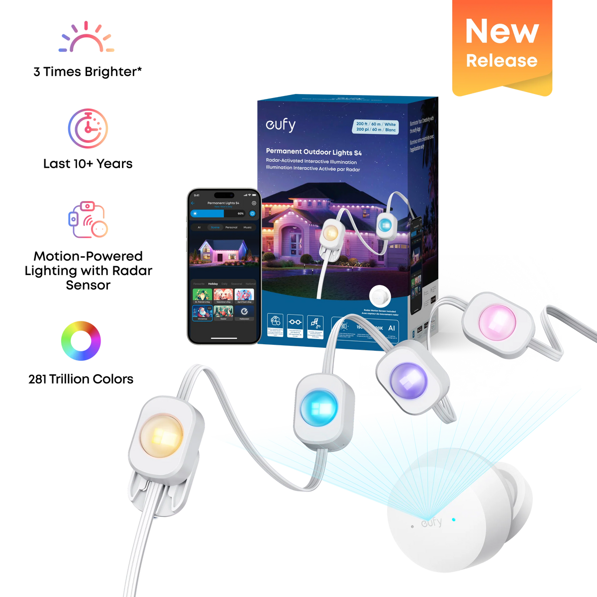 eufy Permanent Outdoor Lights S4 (200 ft with 144 LED Lights)