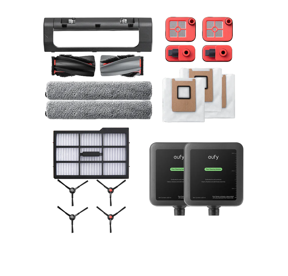 eufy Accessories Package + Cleaning Solution*2, Side Brush, Filter, Rolling Brush for Robovac, Dustbag, Roller Mop, Dirty Water Reservoir Filter